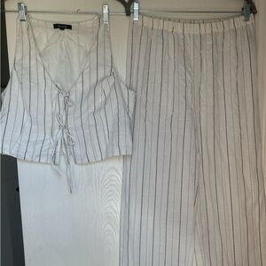 New without tags. White Striped Two-Piece Set. Size L